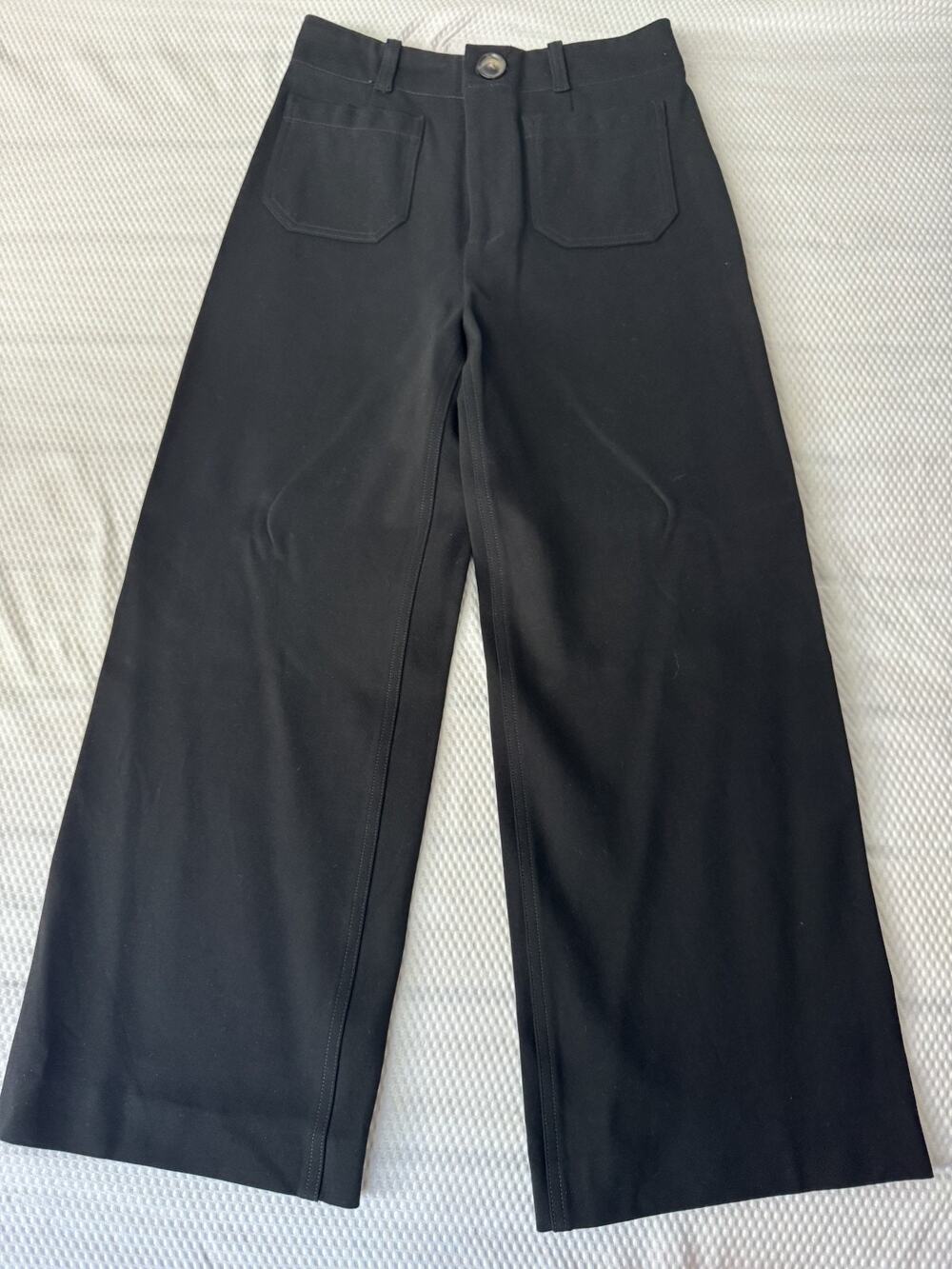 MaEVE Anthropologie Pants Black Flare/Wide Leg Stretch Size 4 Size Zip